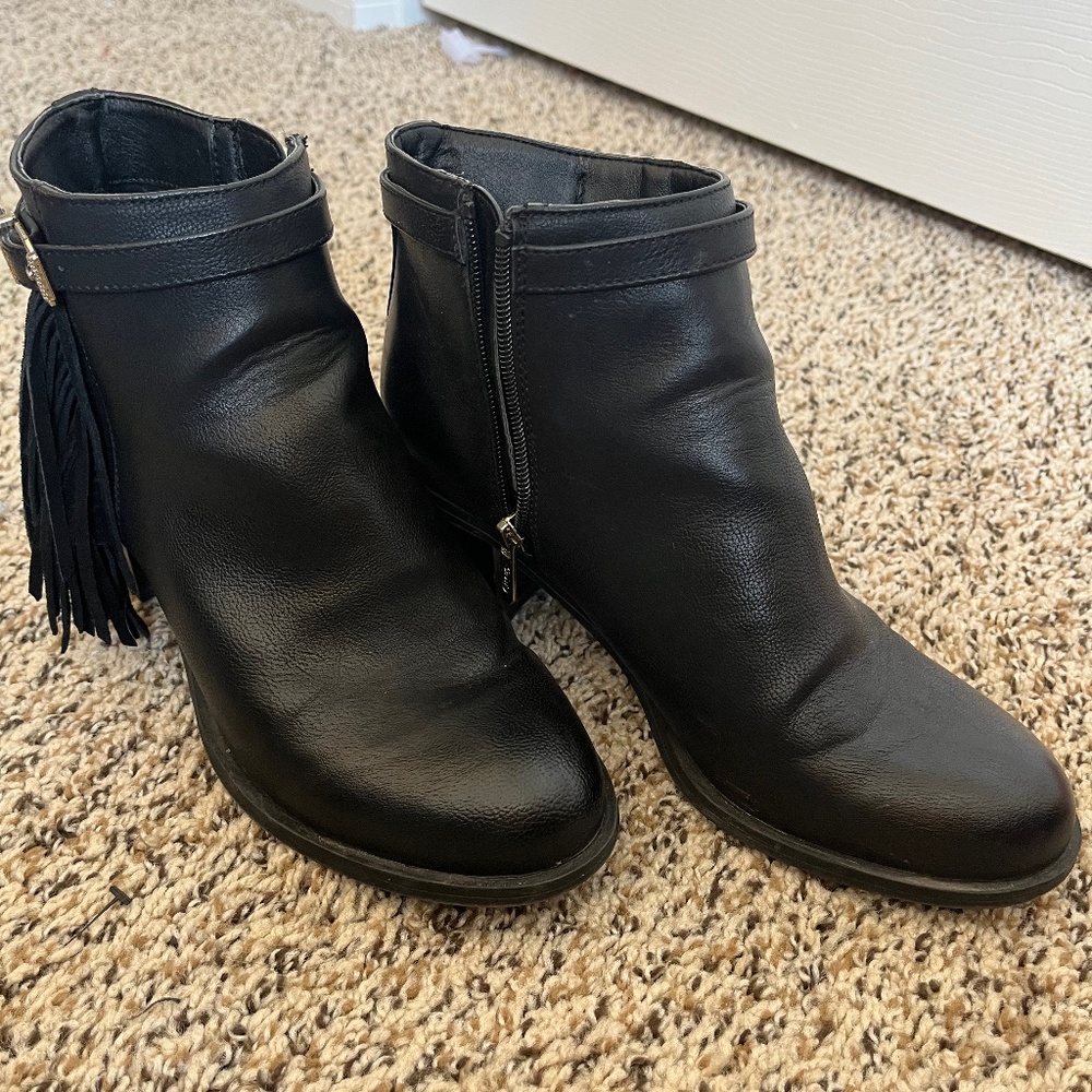 Sam Edelmen Circus Short Black Fringe Booties